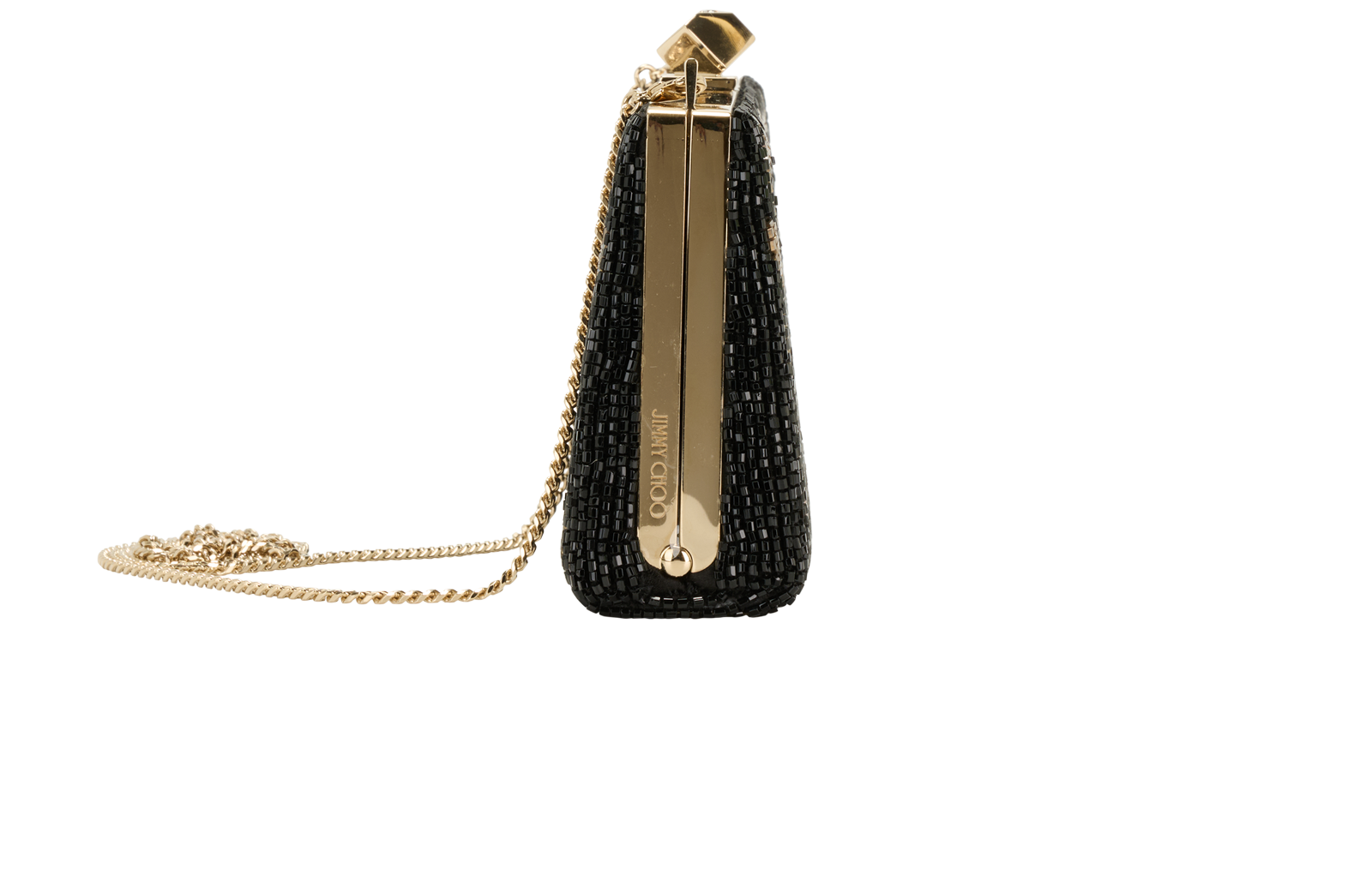 Celeste Beaded Clutch, &pound;260, Handbags, Black, Satin, Side view